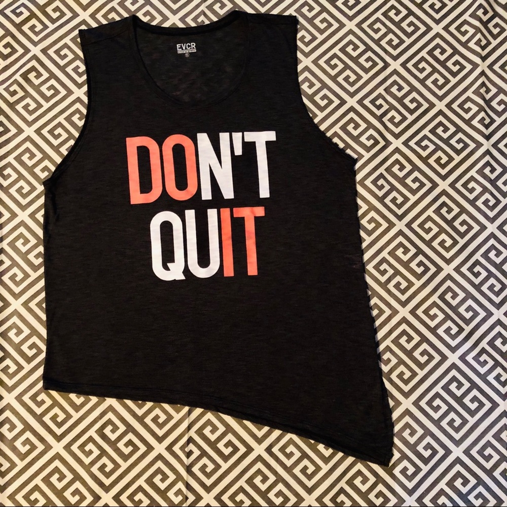 EVCR| Black Sleeveless "Don't Quit" Workout Shirt